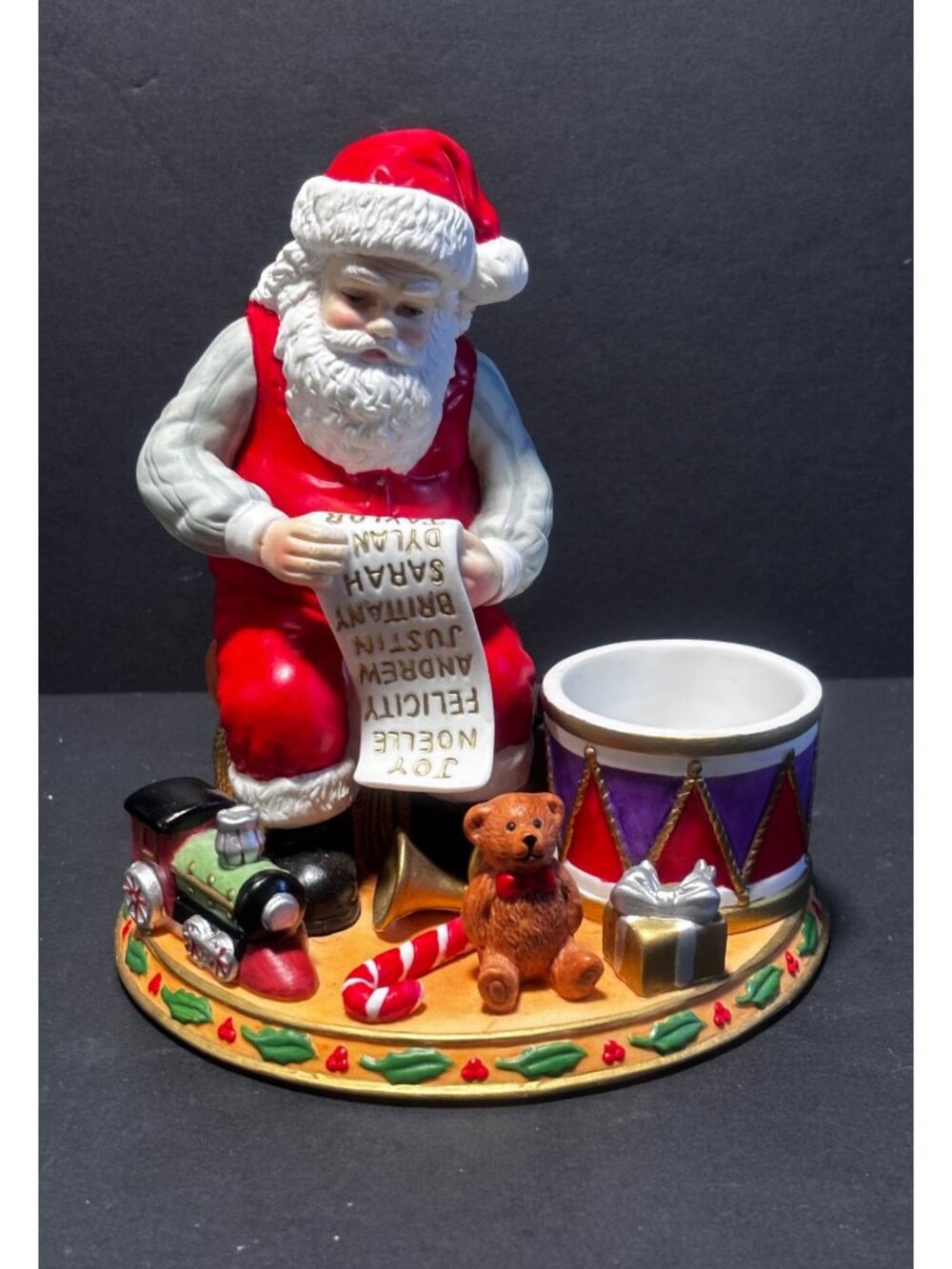 PartyLite Santa Candle Holder Holiday Decor Ceramic With Box And Packing VTG 03